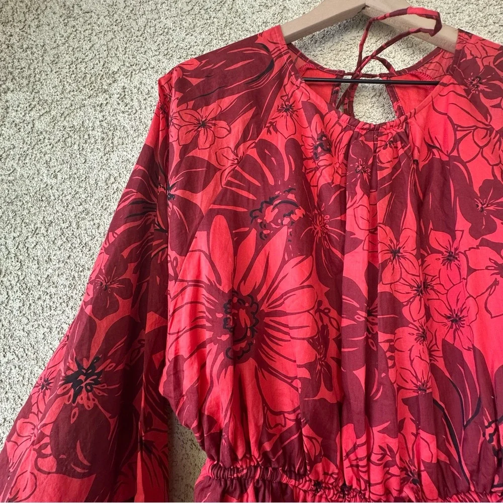 Faithfull the Brand Red Floral Romper Alba playsuit 8 - Picture 4 of 13